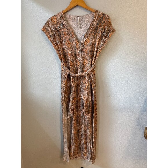 Free People Farrah Dress Maxi Boho Short Sleeve Size S - Picture 2 of 6